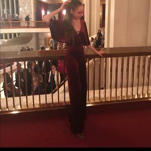 Urban Outfitters statement piece red velvet jumpsuit